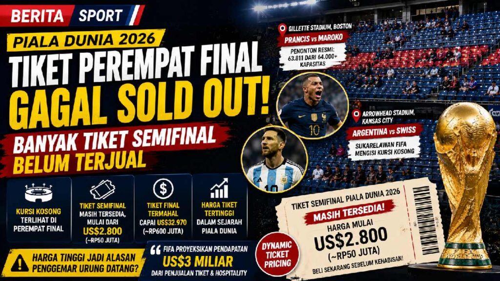 Tiket Piala Dunia 2026 Belum Ludes, Harga Fantastis Jadi Sorotan Penggemar