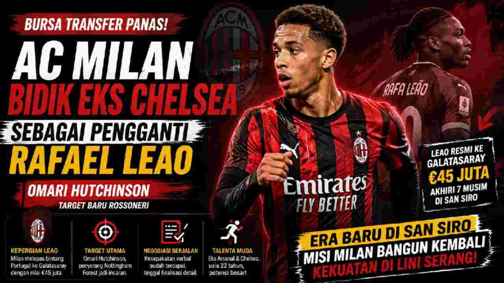 AC Milan Bidik Omari Hutchinson untuk Menggantikan Rafael Leao