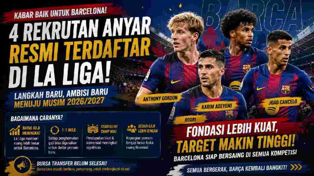 Barcelona Akhirnya Leluasa Daftarkan Rekrutan Baru, Camp Nou Jadi Kunci Finansial