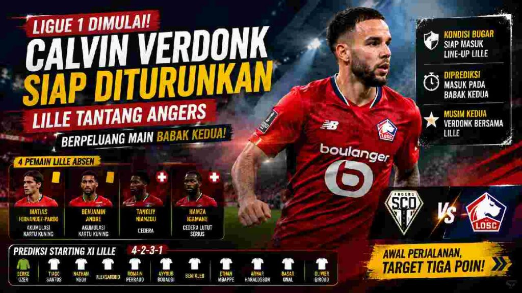 Calvin Verdonk Siap Tampil Saat Lille Hadapi Angers di Ligue 1