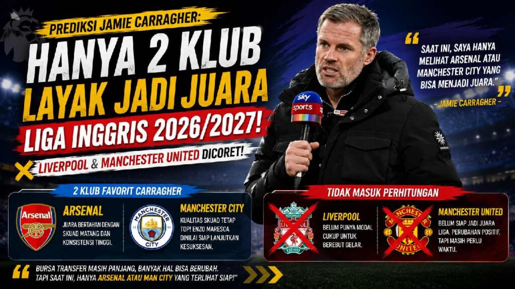 Carragher Coret Liverpool dan Manchester United, Hanya Jagokan Dua Kandidat Juara Liga Inggris