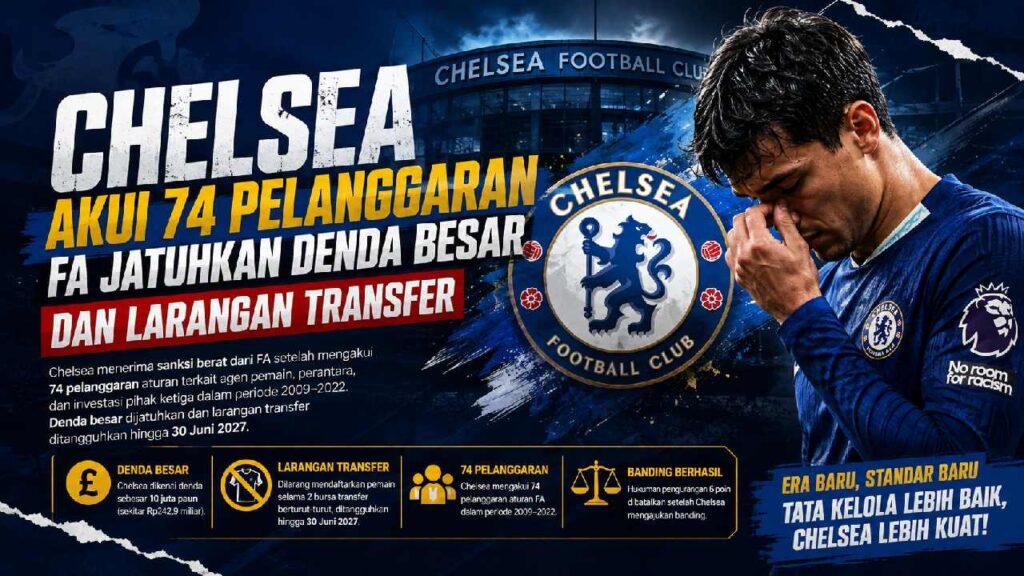 Chelsea Akui 74 Pelanggaran FA, Denda Besar dan Ancaman Larangan Transfer Mengguncang The Blues