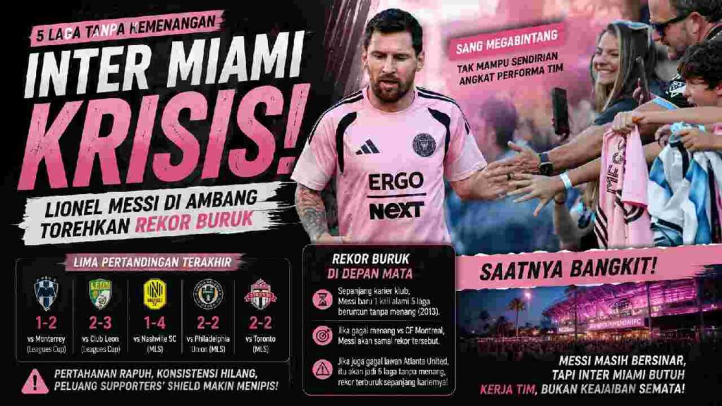 Inter Miami Terpuruk, Lionel Messi Terancam Catat Rekor Terburuk
