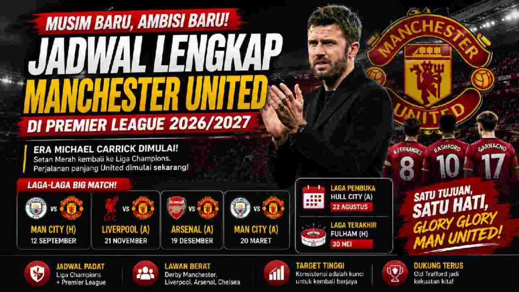 Jadwal Lengkap Manchester United di Premier League 2026/2027, Era Carrick Dimulai