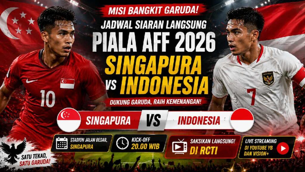 Jadwal Siaran Langsung Timnas Indonesia vs Singapura di Piala AFF 2026, Misi Bangkit Garuda di RCTI
