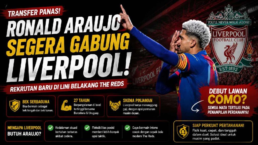 Ronald Araujo Segera Gabung Liverpool, Debut Lawan Como Menanti